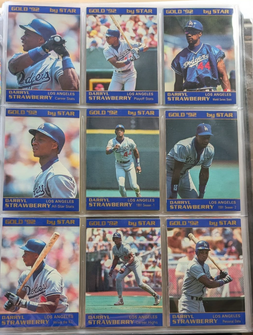 A complete 9 card 1992 Star 'Star Gold '92' set